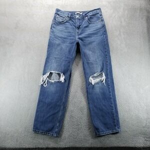 Levis Jeans Womens 29 Blue Low Pro Straight Distressed Grunge